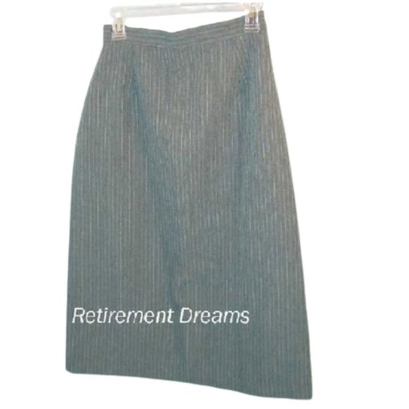 B CASUAL 11 Juniors SKIRT Gray Pinstripe Career Vintage 80's Zipper - Picture 1 of 2